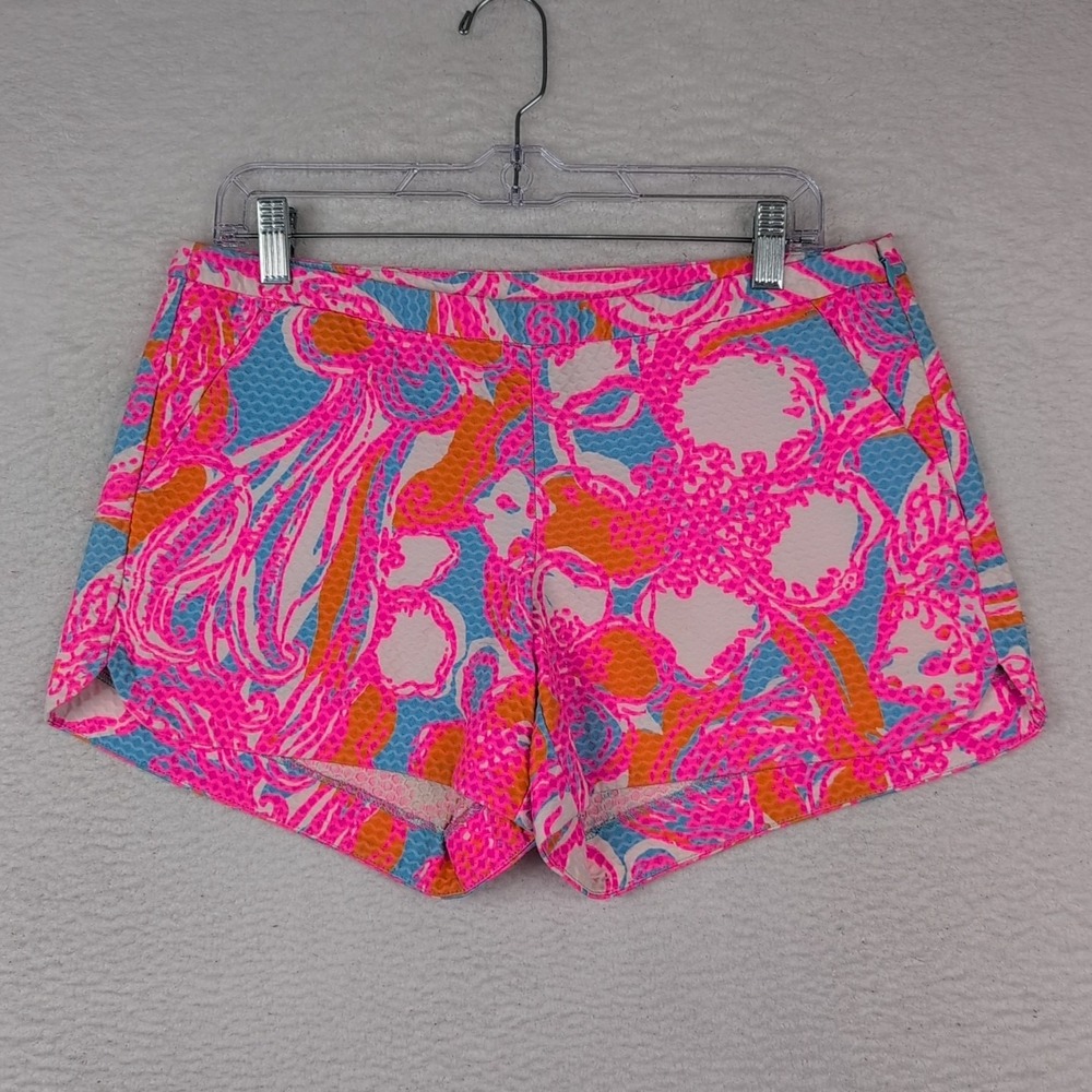 Lilly Pulitzer Adie Shorts Women's 6 Shorely Blue Feeling Tanked Textured Zip